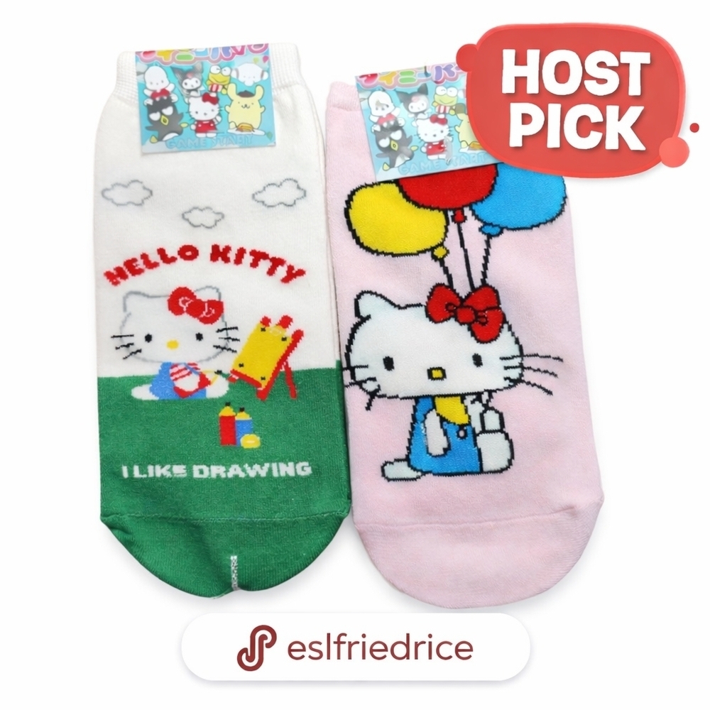 Hello Kitty Adult or Big Kid Socks 2 Pair